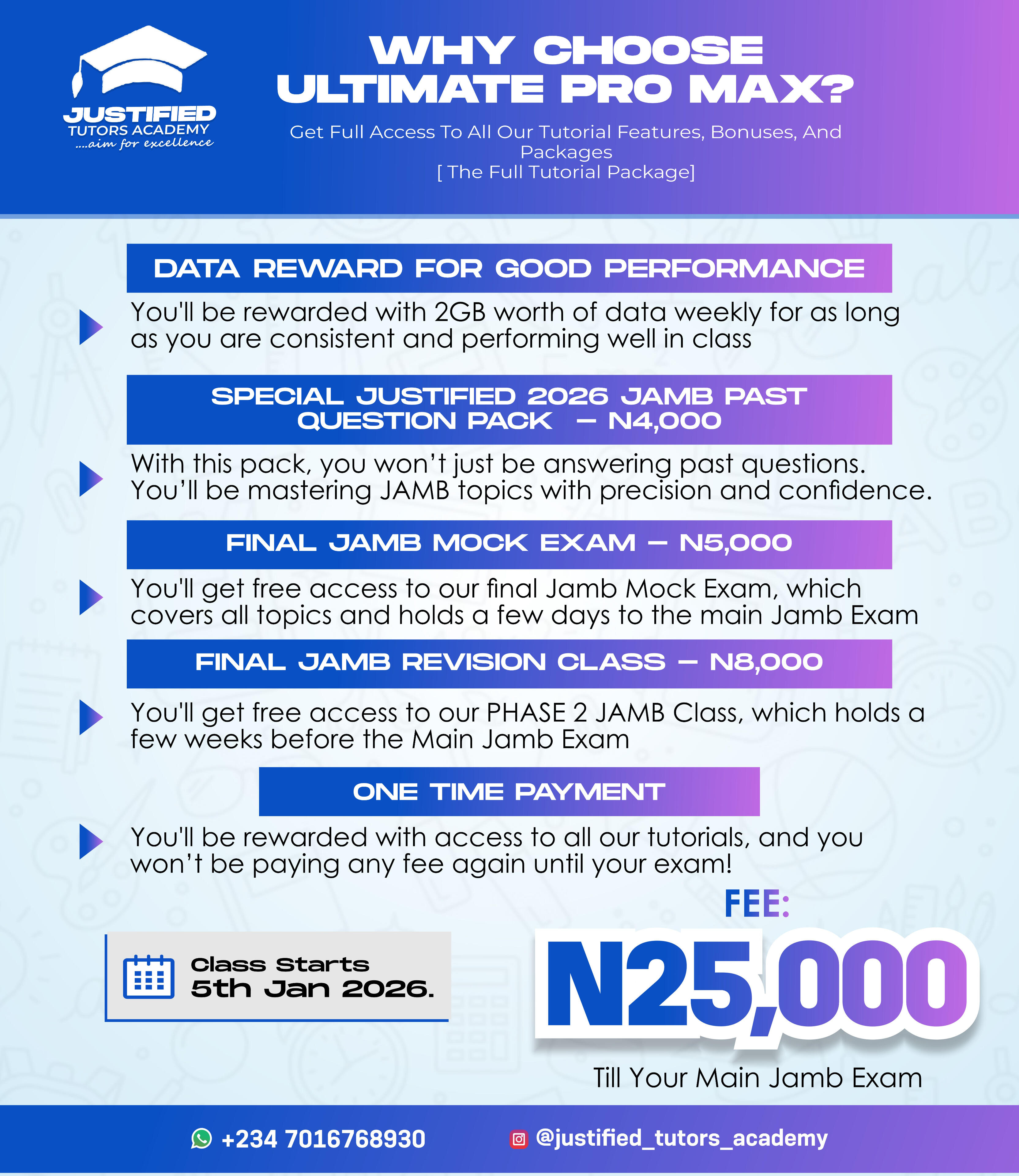 JTA 2026 JAMB TUTORIAL ENROLLMENT PLAN